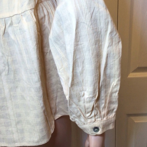 Entro Womens Cream Textured Cotton Long Sleeve Blouse Top Size Small - Picture 6 of 8